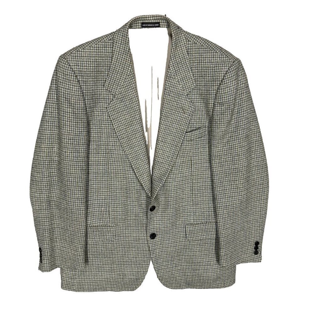 Jones Alpaca Wool Houndstooth Tweed Blazer Mens Sport Coat 40R